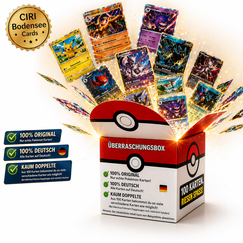 Pokémon TCG 100 Karten Original mit Glitzerkarten Deutsch